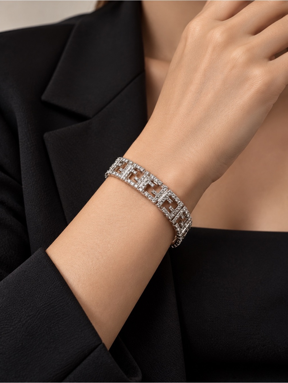 Fendi Crystal Bangle - Silver Sparkle